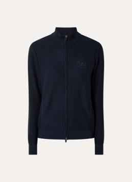 Armani Dames Sweatvest met logo en structuur in de kleur Donkerblauw