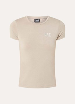 Armani Dames T-shirt met logo in de kleur Beige