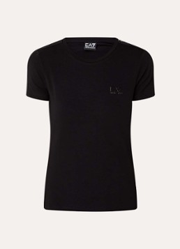 Armani Dames T-shirt met logo in de kleur Zwart