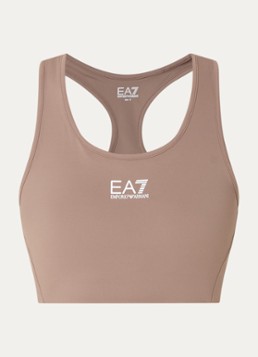 Armani Dames Sport bh met medium support en logo in de kleur Taupe