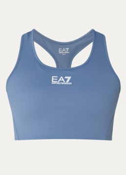 Armani Dames Sport bh met medium support en logo in de kleur Staalblauw