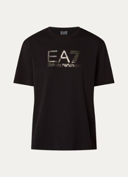 Armani Dames T-shirt met logoprint in de kleur Zwart