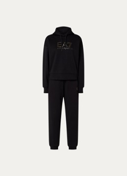 Armani Dames Trainingspak met logoprint en steekzakken in de kleur Zwart