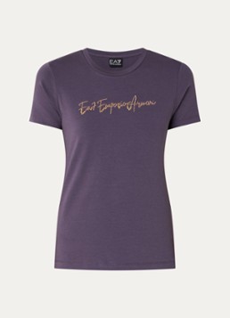 Armani Dames T-shirt met strass in de kleur Violet
