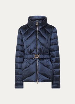 Armani Dames Gewatteerde jas met ceintuur en glanzende finish in de kleur Donkerblauw