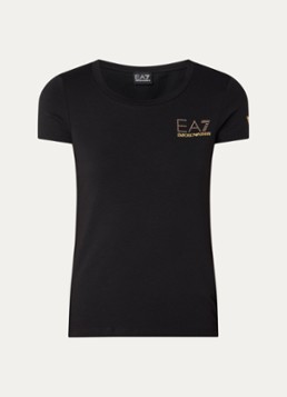 Armani Dames T-shirt met logo in de kleur Zwart
