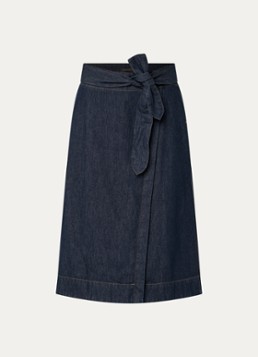 Expresso Dames Midi rok van denim met strikceintuur in de kleur Indigo