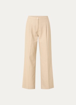 OPUS Dames Maiga French high waist straight fit pantalon in linnenblend met steekzakken in de kleur Zand, maat: 44