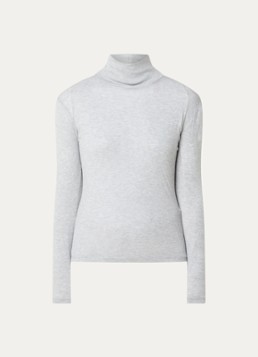 OPUS Dames Somy trui van jersey met col en gemêleerd dessin in de kleur Grijsmele, maat: 42