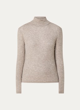 OPUS Dames Somy trui van jersey met col en gemêleerd dessin in de kleur Beige, maat: 42