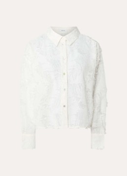 OPUS Dames Fenima semi-transparante blouse met structuur in de kleur Gebroken wit, maat: 40