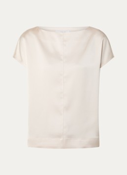 OPUS Dames Festiva top van satijn met siernaad in de kleur Ivoor, maat: 34