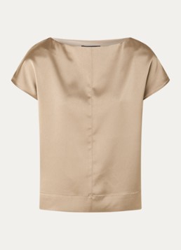 OPUS Dames Festiva top van satijn met siernaad in de kleur Taupe, maat: 42