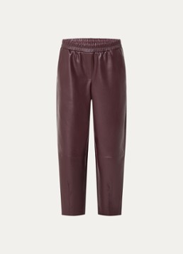 OPUS Dames Myha Edgy mid waist cropped tapered fit broek van imitatieleer in de kleur Bordeauxrood, maat: 40