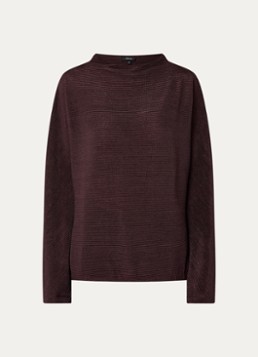 OPUS Dames Saglanz top met ribstructuur in de kleur Aubergine, maat: 36