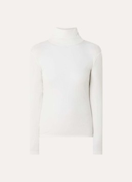 OPUS Dames Somy fijngebreide top in wolblend met col in de kleur Wit, maat: 38