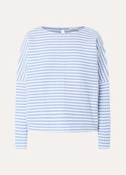 OPUS Dames Gresh grofgebreide trui met streepprint in de kleur Blauw, maat: 36