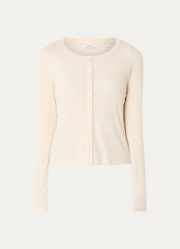 OPUS Dames Fijngebreid vest met ronde hals in de kleur Naturel, maat: 38