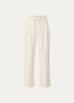 OPUS Dames Meeri high waist loose fit broek in linnenblend met steekzakken in de kleur Ivoor, maat: 36