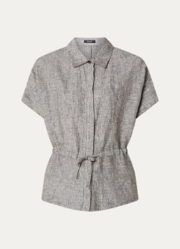 OPUS Dames Faluri blouse van linnen met splitten in de kleur Grijsmele, maat: 44