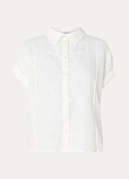 OPUS Dames Felila blouse van linnen met siernaad in de kleur Wit, maat: 40