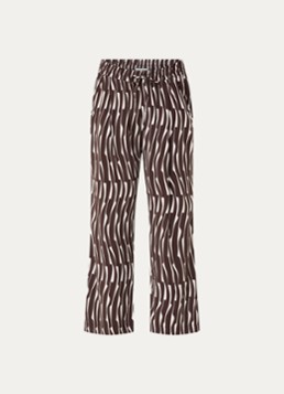 OPUS Dames Marou high waist straight fit cropped broek met print in de kleur Donkerbruin, maat: 36