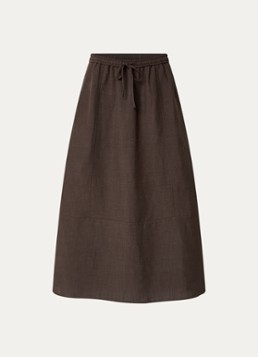 OPUS Dames Ridana midi rok in linnenblend met steekzakken in de kleur Bruin, maat: 36
