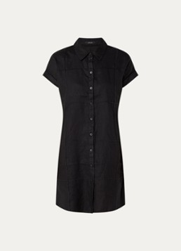 OPUS Dames Welina mini blousejurk van linnen in de kleur Zwart, maat: 44