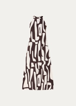 OPUS Dames Wina Dune maxi A-lijn jurk met print in de kleur Donkerbruin, maat: 42