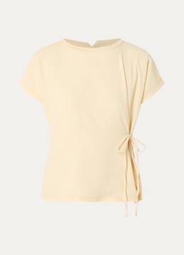 OPUS Dames Sifem top van jersey met strikdetail in de kleur Lichtgeel, maat: 36