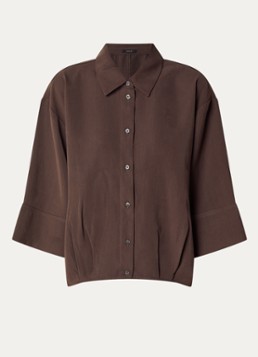 OPUS Dames Fotori blouse met plooidetail in de kleur Donkerbruin, maat: 44