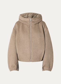 OPUS Dames Halenso jack in wolblend met capuchon in de kleur Donkerbeige, maat: 34