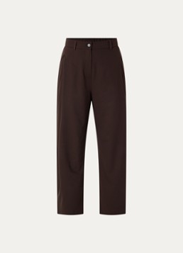 OPUS Dames Myhi high waist tapered fit pantalon met steekzakken in de kleur Donkerbruin, maat: 44