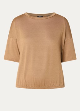 OPUS Dames Salien T-shirt met ronde hals in de kleur Camel, maat: 44