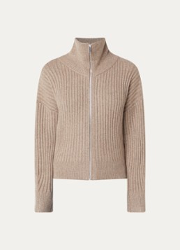 OPUS Dames Dodesa ribgebreid vest in wolblend in de kleur Donkerbeige, maat: 38
