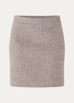 OPUS Dames Ravenna Mod minirok in wolblend met ruitdessin in de kleur Donkerbruin, maat: 38