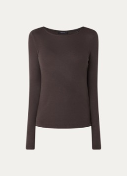 OPUS Dames Smallo longsleeve van jersey in de kleur Donkerbruin, maat: 44