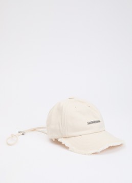 Jacquemus Dames La Casquette Artichaut pet met logo in de kleur Gebroken wit, maat: M