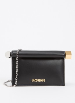 Jacquemus Dames La Petite Rond Carré clutch van lamsleer in de kleur Zwart, maat: One Size