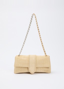Jacquemus Dames Le Bambino crossbodytas van kalfssuède met crocostructuur in de kleur Beige, maat: O/S