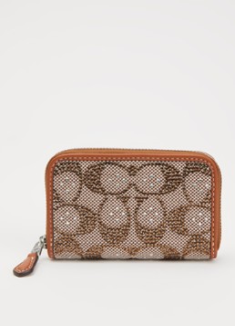 Coach Dames Small pasjeshouder met logoprint en strass in de kleur Kastanjebruin, maat: 1SZ