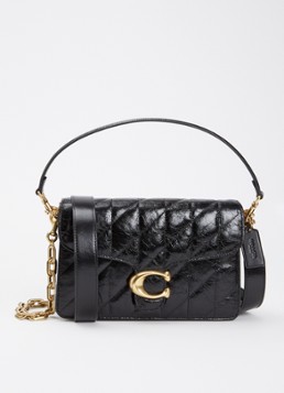 Coach Dames Chain Tabby schoudertas van leer met quilt patroon en afneembare schouderriem in de kleur Zwart, maat: 1SZ