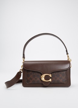Coach Dames Tabby 26 schoudertas van kalfsleer met logoprint in de kleur Donkerbruin, maat: 1SZ