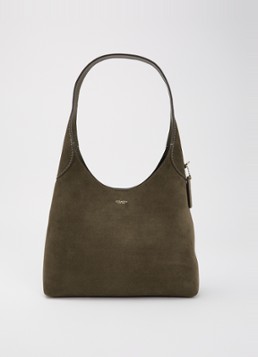 Coach Dames Brooklyn 28 schoudertas van suède met logo in de kleur Bronsgroen, maat: 1SZ