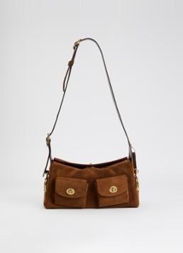 Coach Dames Turnlock Haversack crossbodytas van kalfssuède in de kleur Cognac, maat: 1SZ