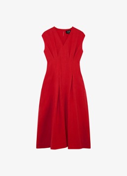 Whistles Dames Midi jurk in linnenblend met plooien in de kleur Steenrood