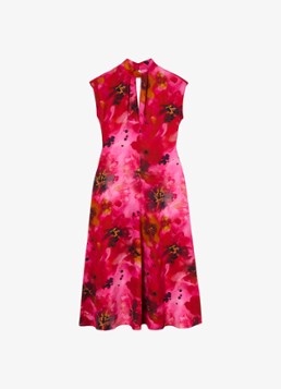 Whistles Dames Midi jurk met bloemenprint in de kleur Donkerroze
