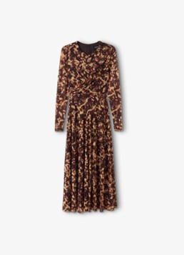 Whistles Dames Jurk van mesh met plooien en dierenprint in de kleur Bruin