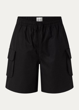 Arte Antwerp Heren Straight fit korte cargobroek in linnenblend in de kleur Zwart, maat: S