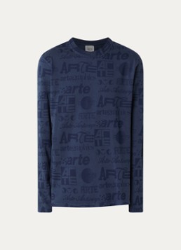 Arte Antwerp Heren Longsleeve met logoprint in de kleur Donkerblauw, maat: S